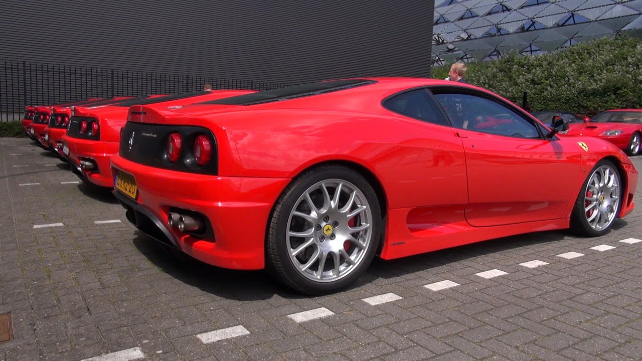 5x Ferrari Challenge Stradale! Start up, Revs, LOUD Accelerations!