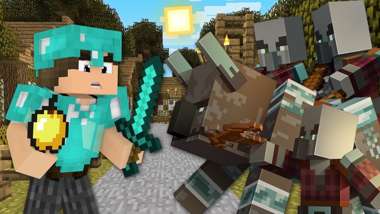 Minecraft Origens #22: A GUERRA NA CIDADE! A INVAS&Atilde;O DE PILLAGER!