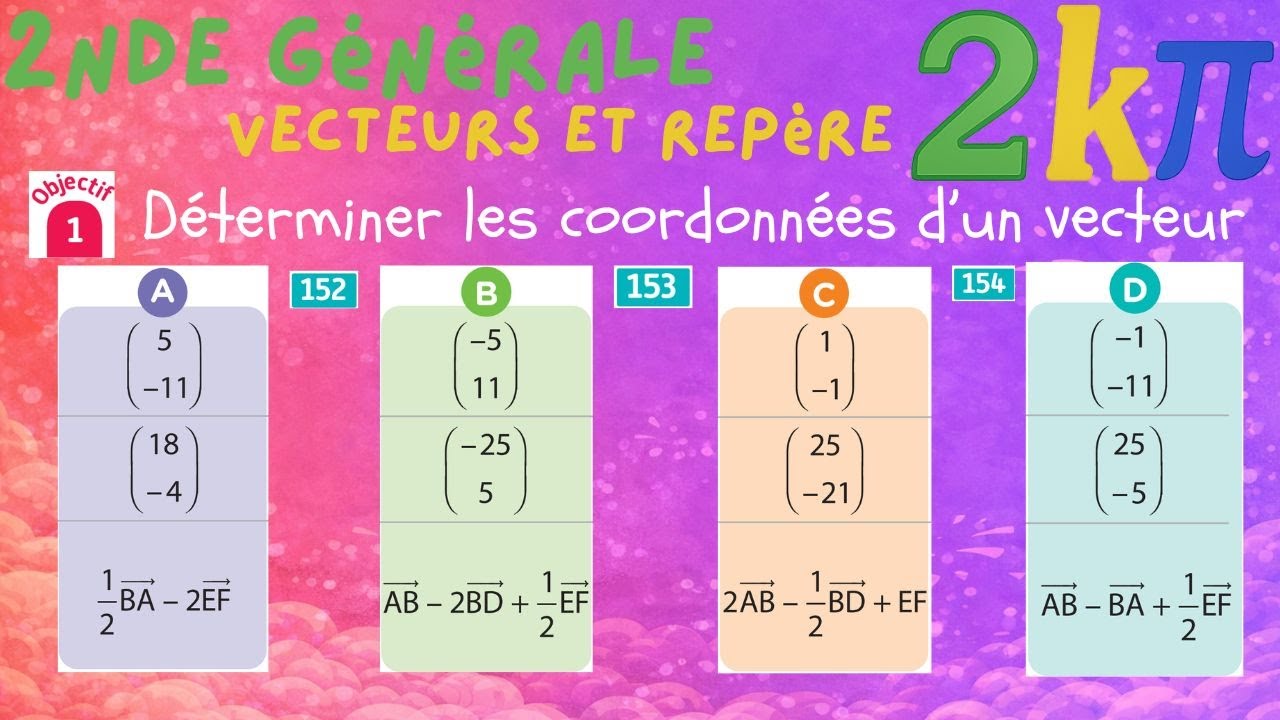 152 154p172 Coordonnées de vecteurs : calculs et combinaisons