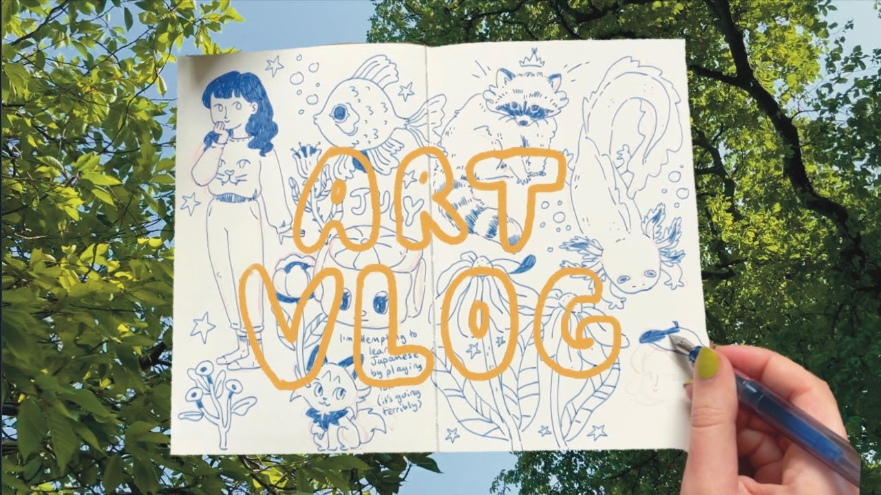 fountain pen drawing, an art market, and a trip to the cat cafe 🐈  artist vlog