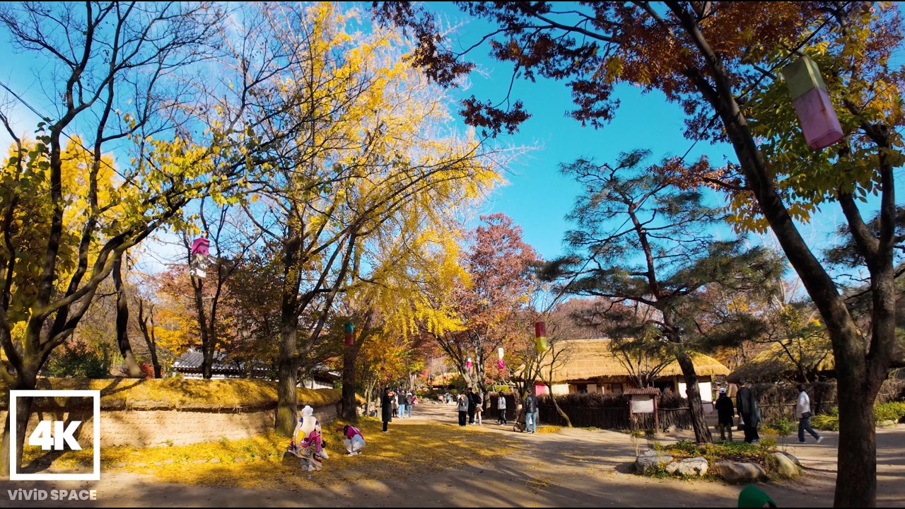 [4K Walk] 가을바람과 함께 걷는 한국민속촌 🍂 마음이 편안해지는 산책 | Walking in Korean Folk Village with Autumn Winds