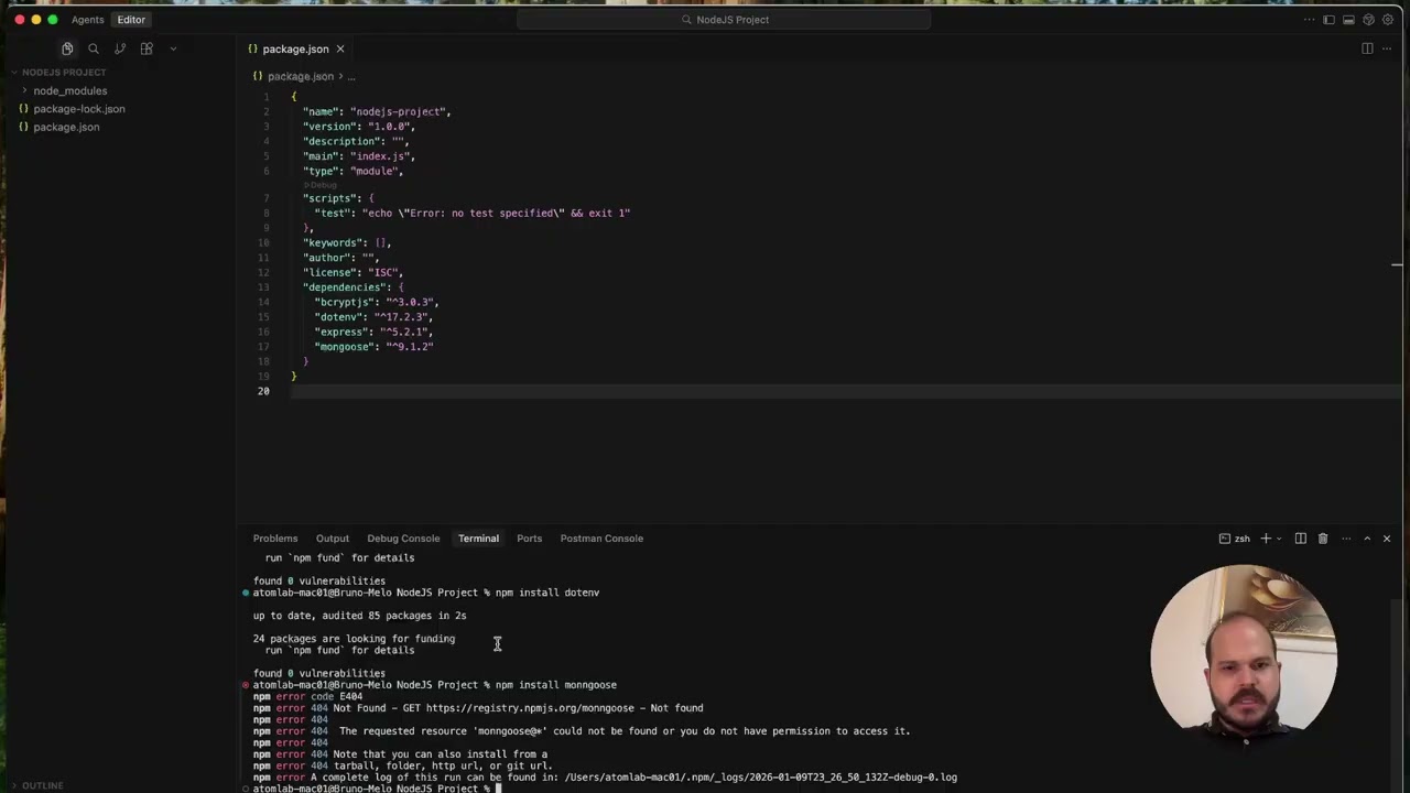 Aula 2 NodeJS - Baixando o Node e instalando e as bibliotecas do projeto.