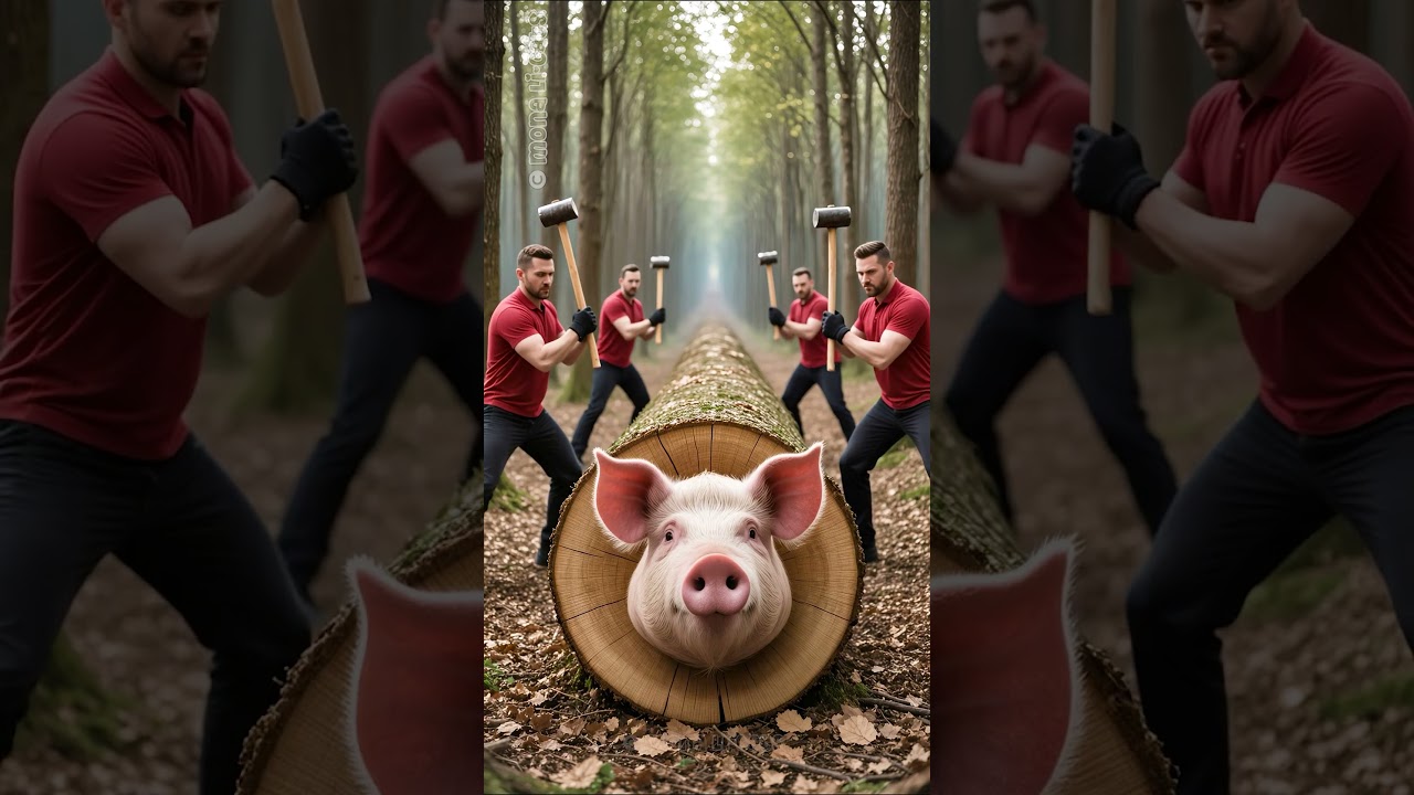 rescue giant pig from giant log #animals #funny #shorts