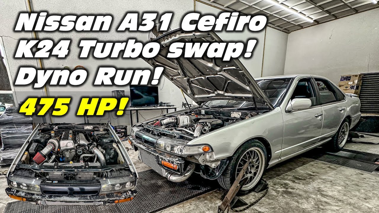 K24 Turbo Swapped Nissan A31 Cefiro First Dyno Run. 475 hp & Awesome Sound! (EP 1)
