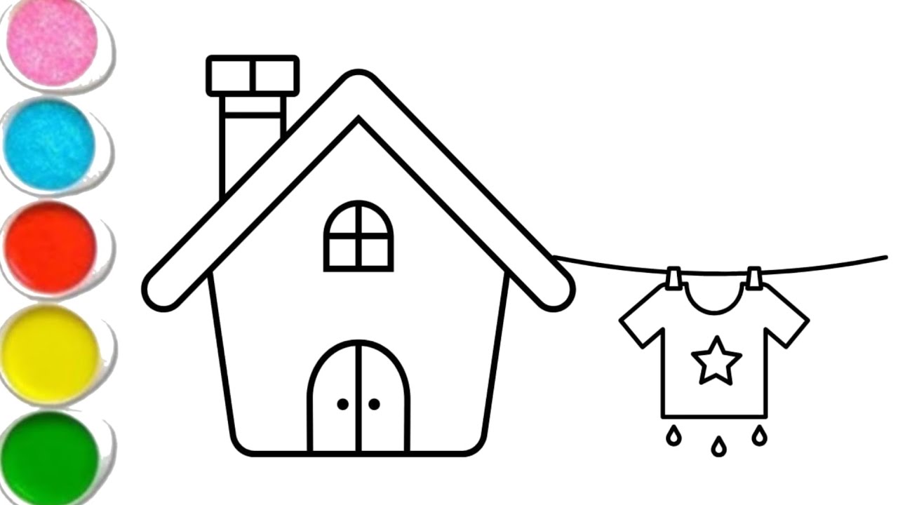 house drawing for kids with colour / house shapes drawing / drawing for kids