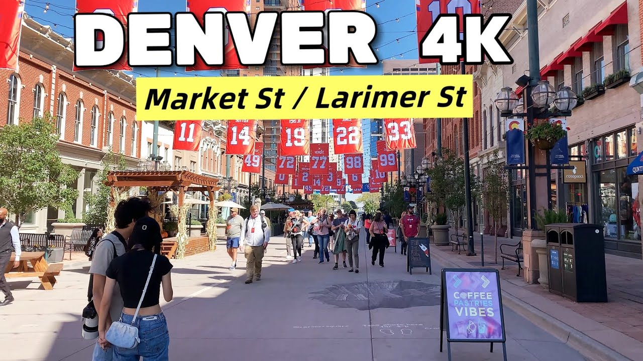 Denver downtown walking tour 4K , Market Street and Larimer Street , Oct 2024 / Denver Colorado