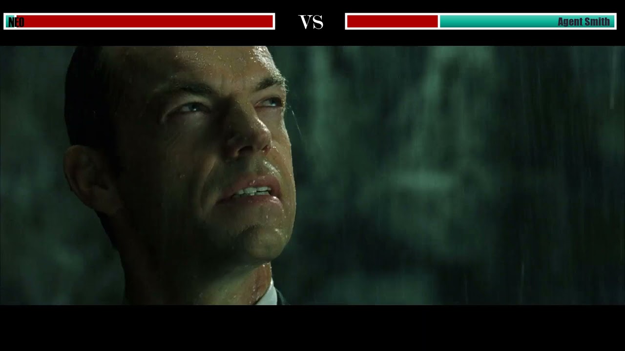 The Matrix Revolutions (2003) Final Battle with healthbars 2/3 (Edited By HEALTHBAR MAN)