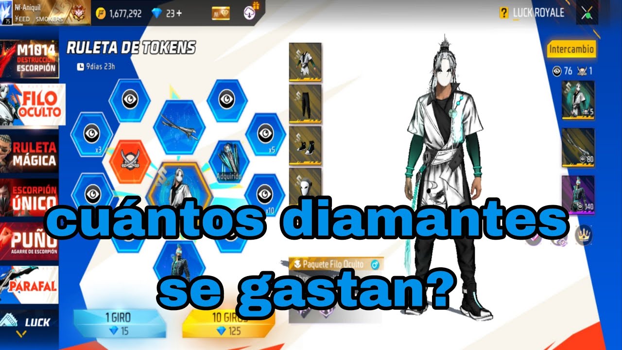 SACANDO EL PAQUETE FILO OCULTO EN LA RULETA DE TOKENS FREE FIRE!
