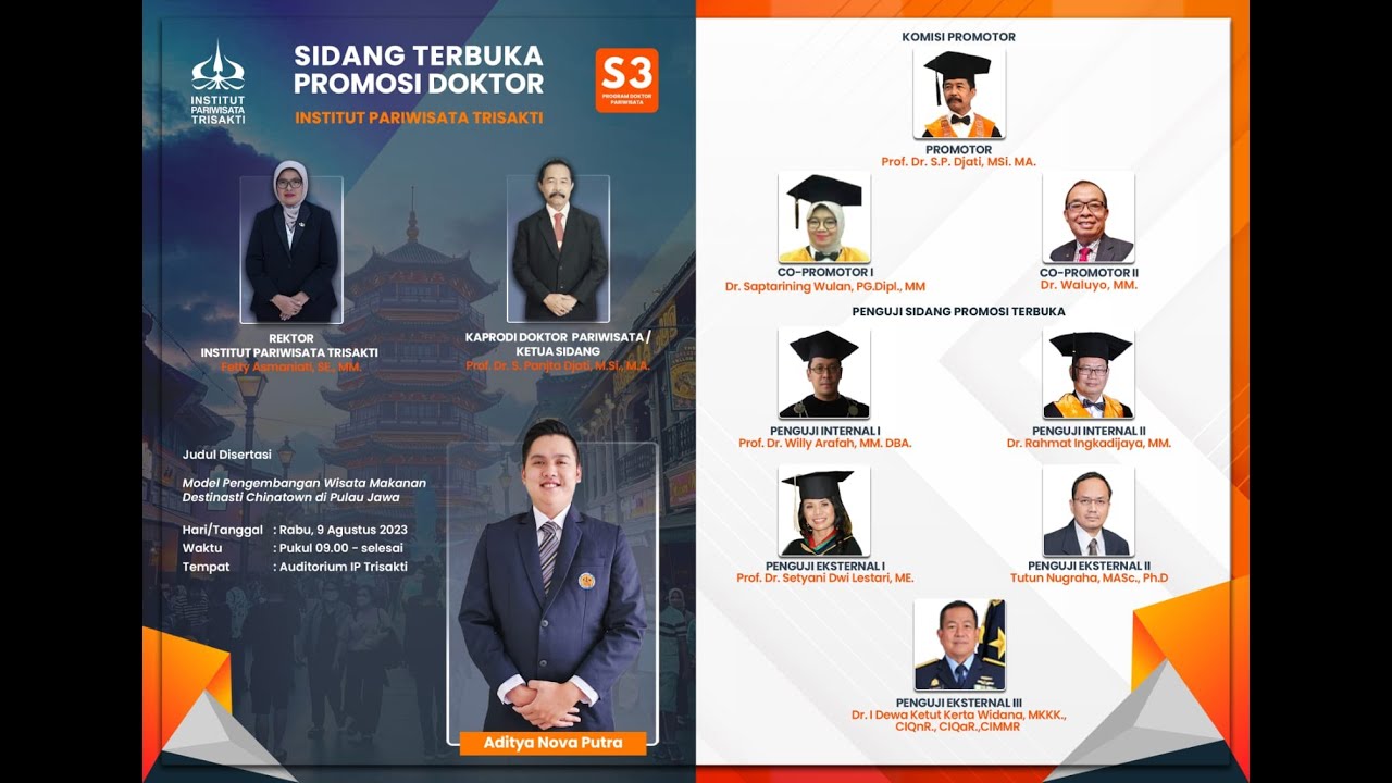 Sidang Terbuka Promosi Doktor Institut Pariwisata Trisakti - Aditya Nova Putra (9 Agustus 2023)