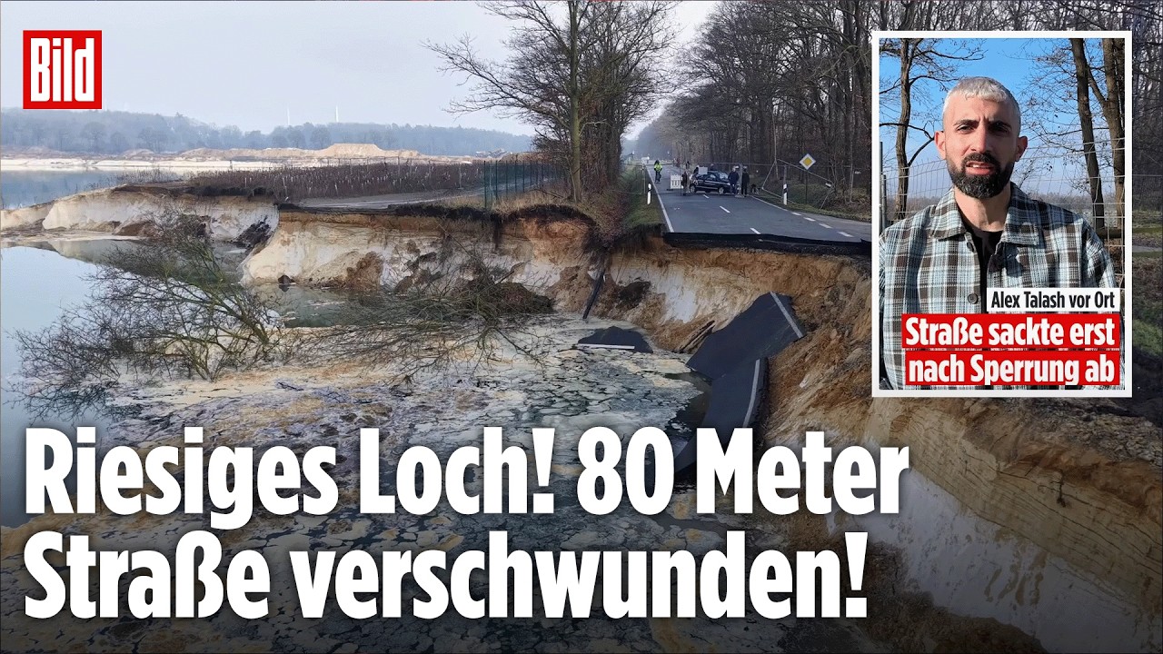 SCHOCK IN COESFELD. Monster-Loch reißt Straße 80 Meter weit auf