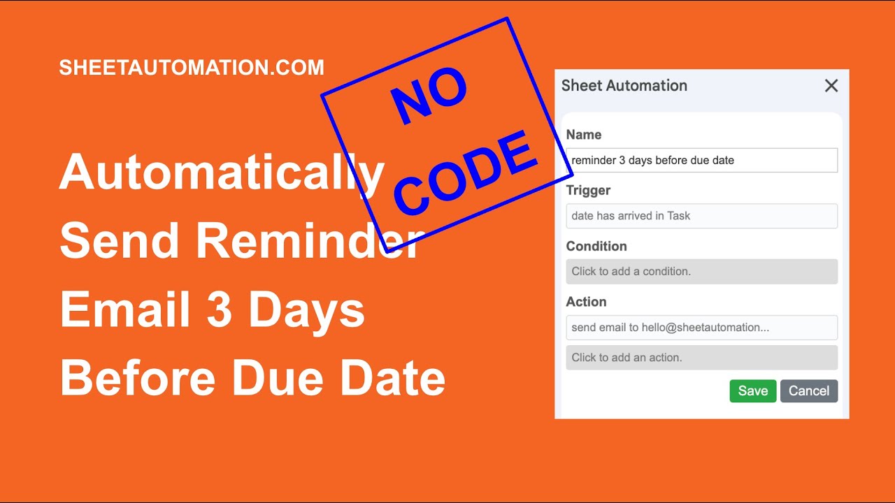 How to send email reminder 3 days before due date in Google Sheets