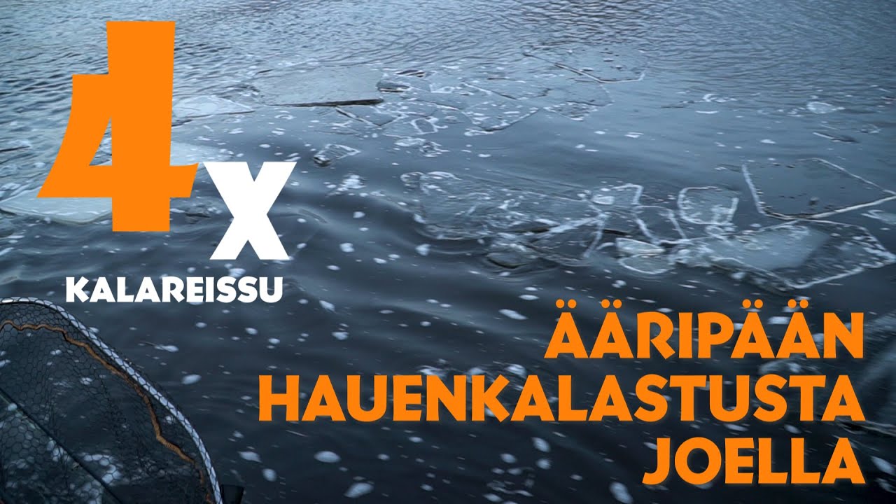 Hauenkalastusta joella jäiden seassa