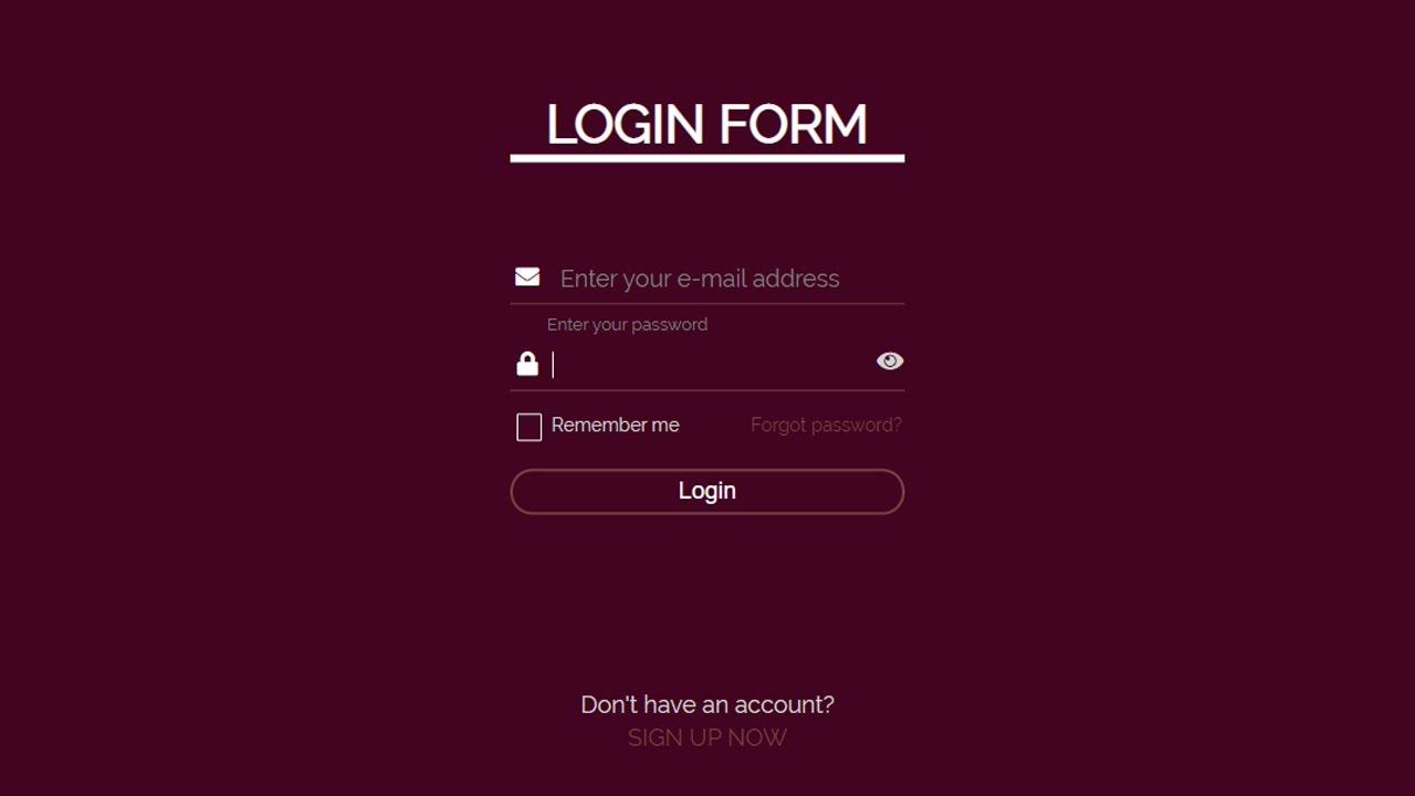 Cool Login Form With Password Toggle Show/Hide & Floating Labels (HTML & CSS & optional jQuery)