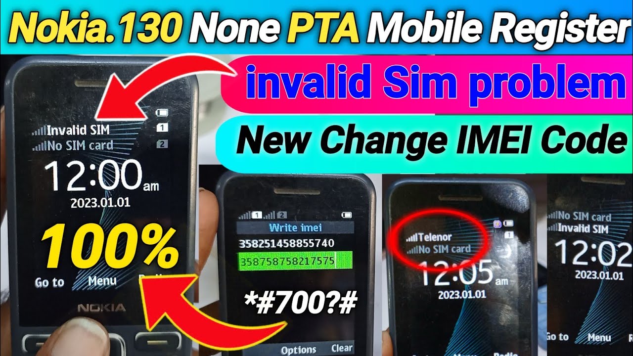 Nokia 130 invalid sim problem solution |All China Nokia imei change code #imeichange