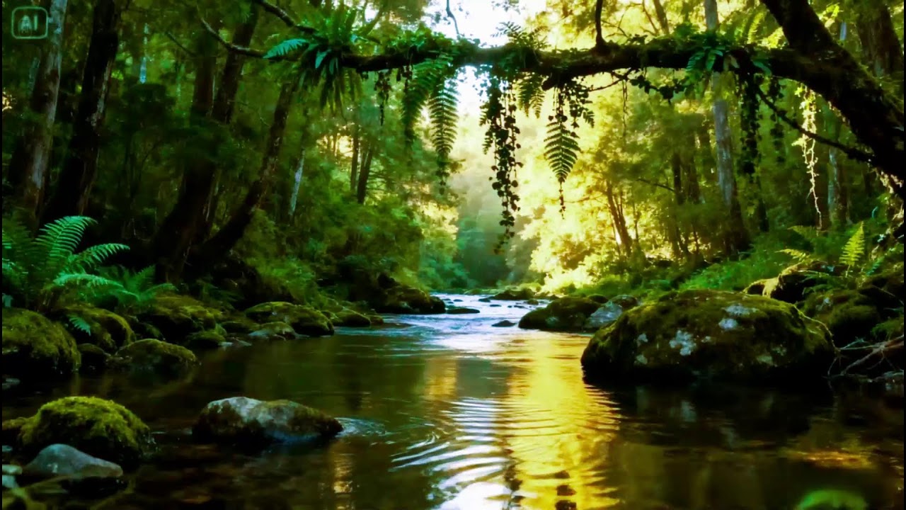 Relaxing Forest River Sounds with Gentle Birdsong for Sleep, Study, and Meditation