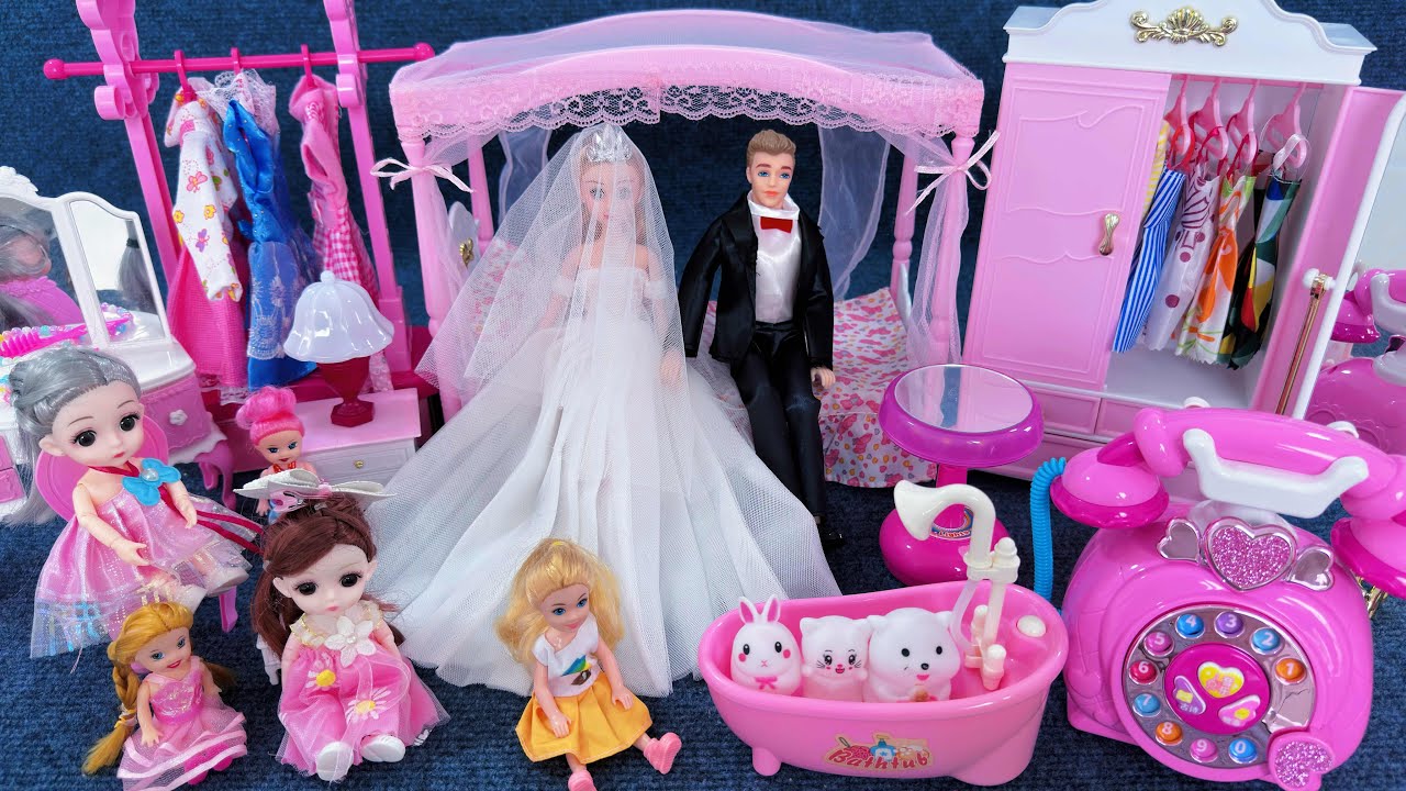 11 Minutes Satisfying with Unboxing Barbie Princess Wedding Dress Up Playset ASMR｜Review Toys