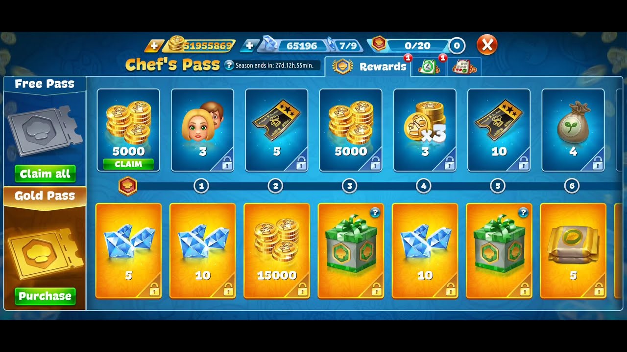 Cooking Fever - New Upgrades Chef's Pass from Daily Quests(Old) ! Day27-Day0
