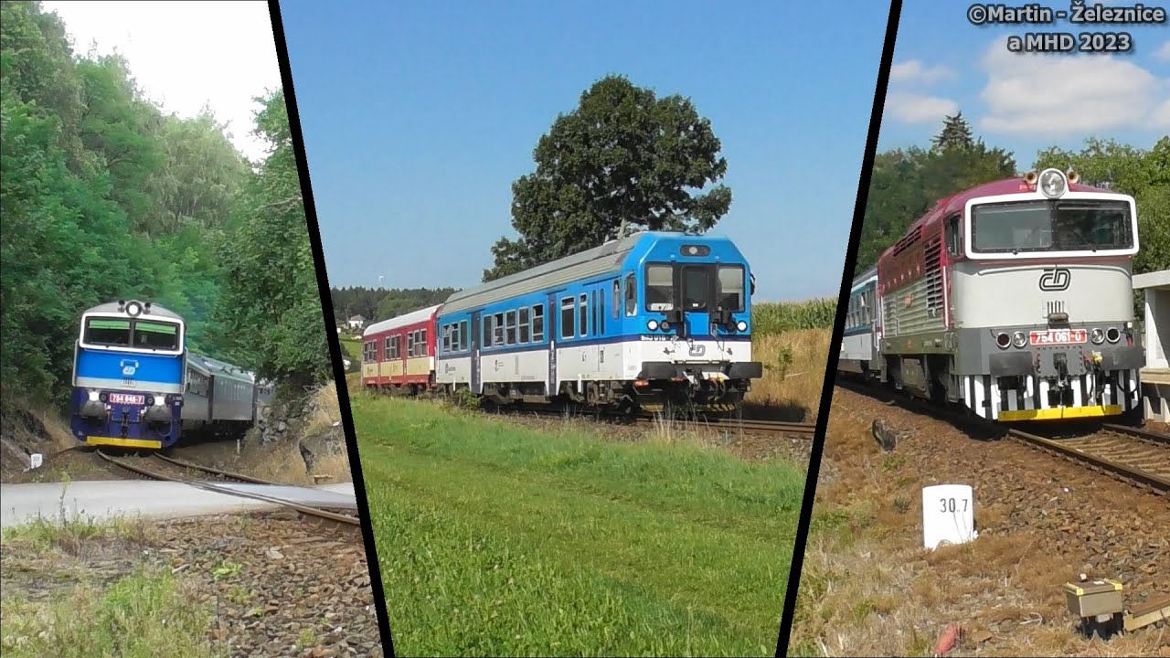 vlaky na trati 032, úsek Červený Kostelec - Malé Svatoňovice / 23.08.2023