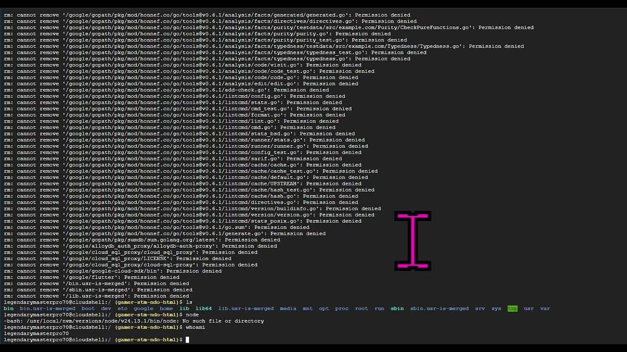 What if you delete root in google console terminal