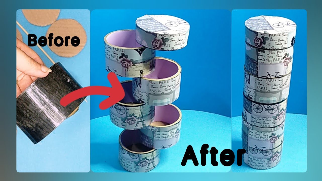 6 Empty Tape roll turn into storage box