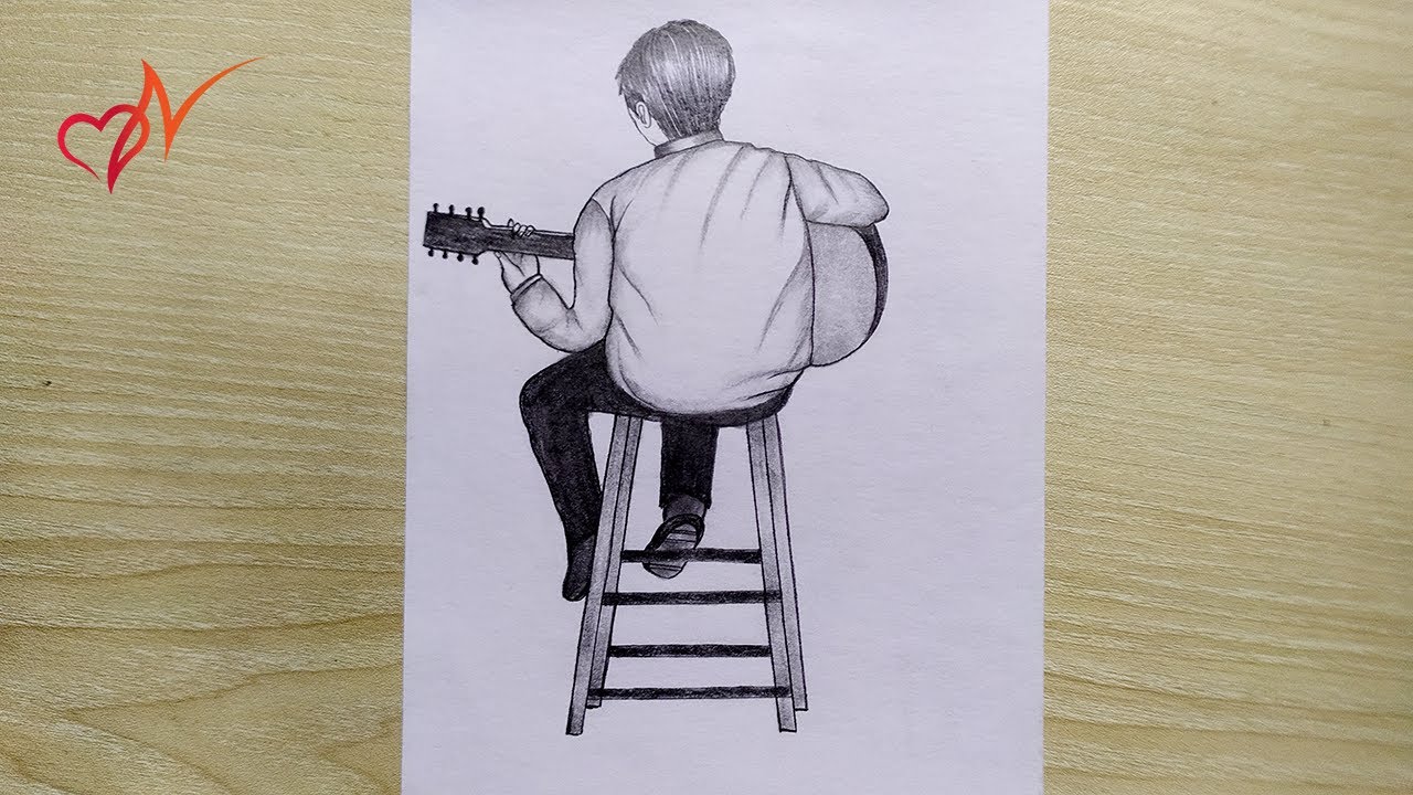 How to draw a boy playing guitar || Pencil sketch drawing for beginners