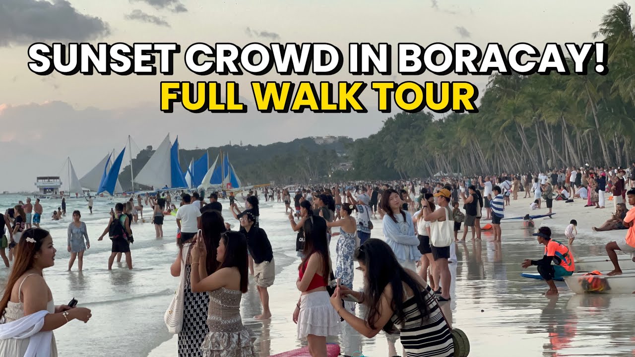 BORACAY Philippines | January 22 2026 | Walk Tour From Station 1 To 3 White Beach In Sunset Crowd
