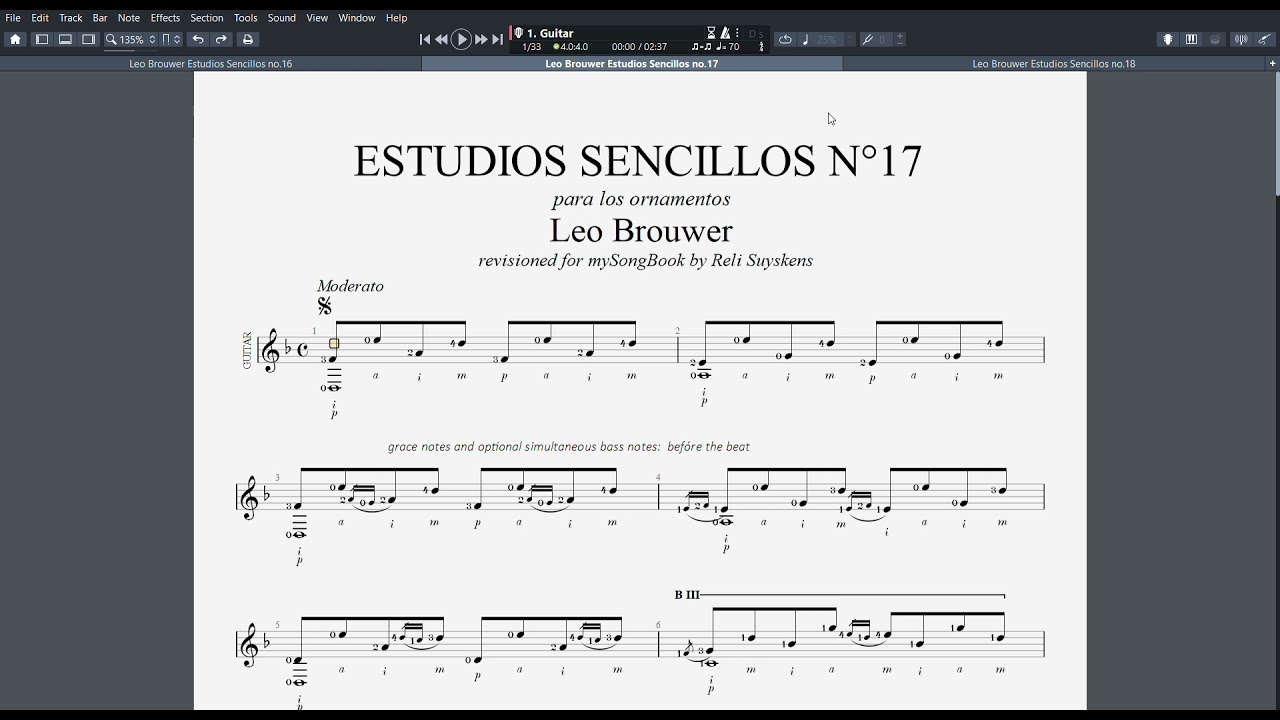 LEO BROUWER - ESTUDIOS SENCILLOS N°16/17/18