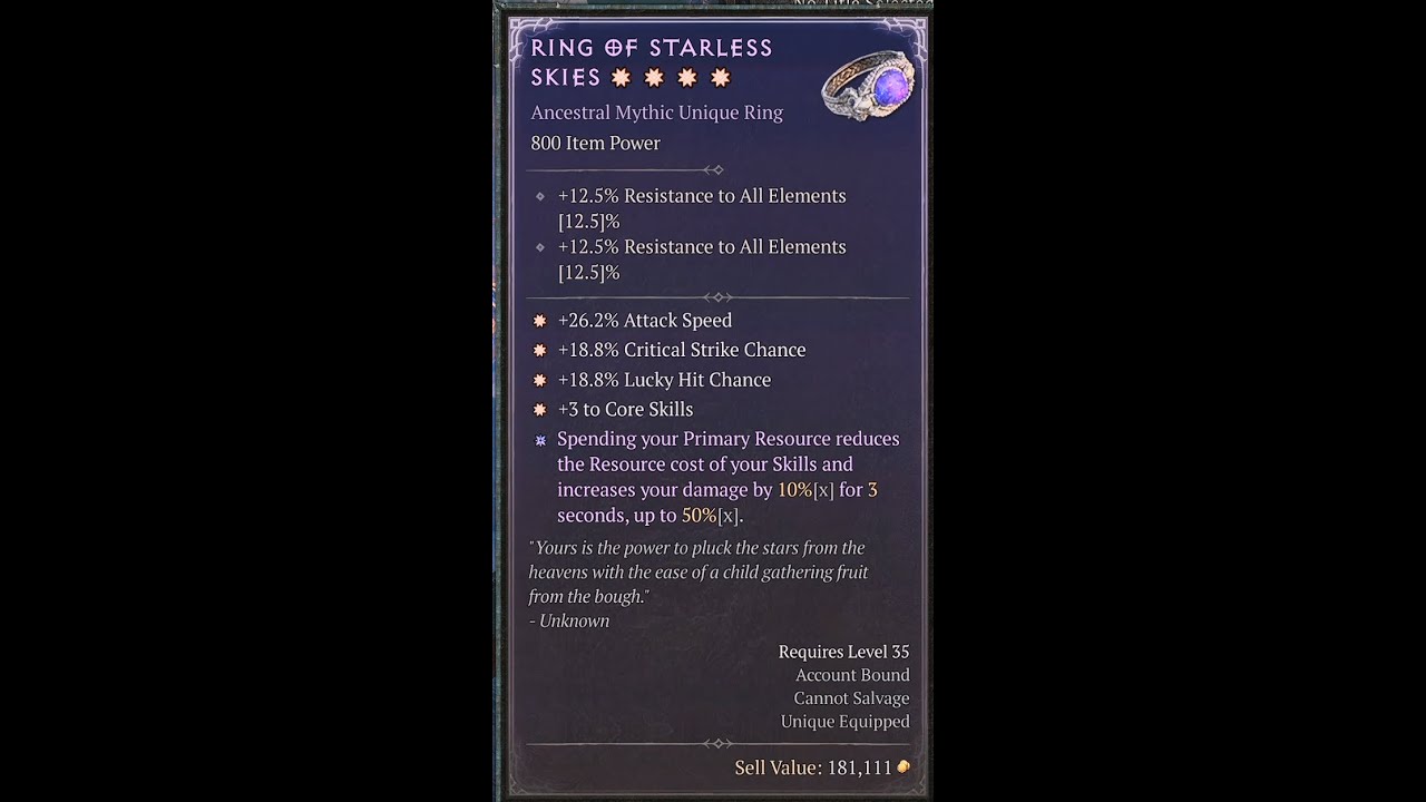 Crafting a 4GA ring of the starless uber unique mythic