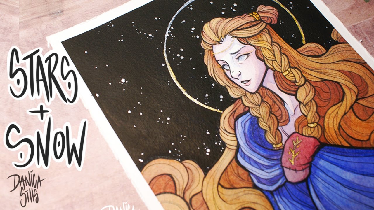 Stars and Snow ♦ Watercolor Speedpaint ♦ Finetec Gold and Silver
