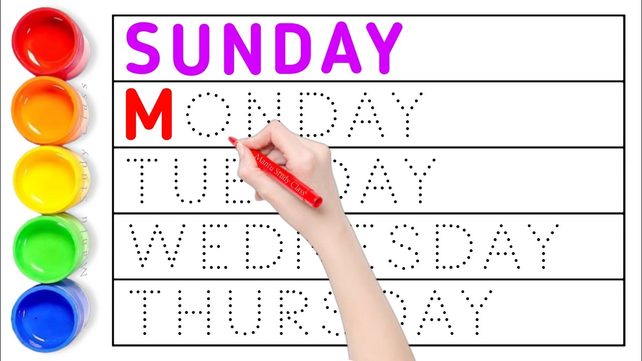 Sunday Monday, day of the week, सप्ताह के नाम, Mantu Study Class