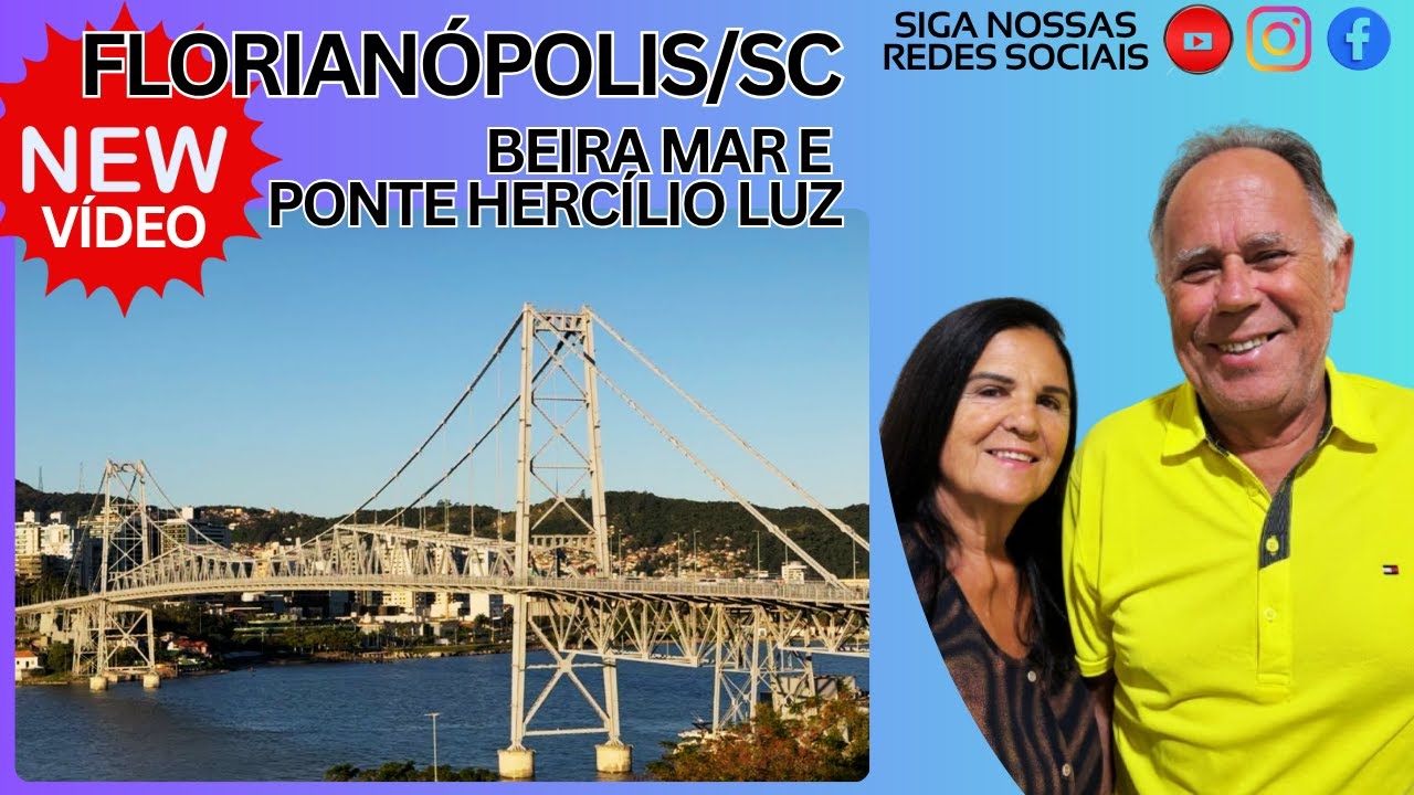 Florianópolis/SC - Av Beira Mar e a Ponte Hercílio Luz.