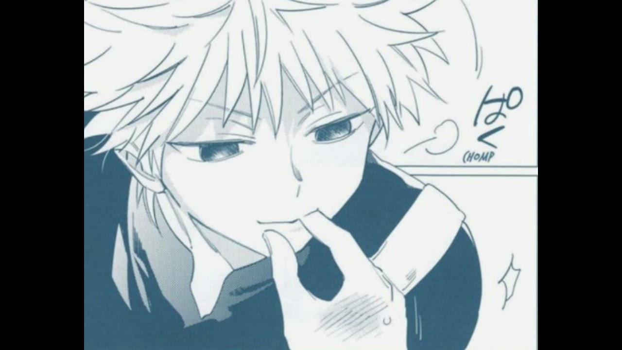 Pocky game w/ Killua before Halloween [Killua x Listener] [kissing] [flirty]