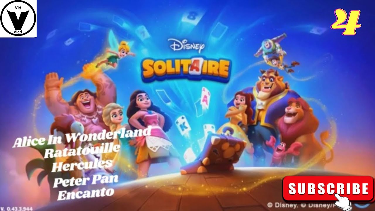 Disney Solitaire - Part 4- 5 Scenes - Alice In Wonderland, Ratatouille, Hercules, Peter Pan, Encanto