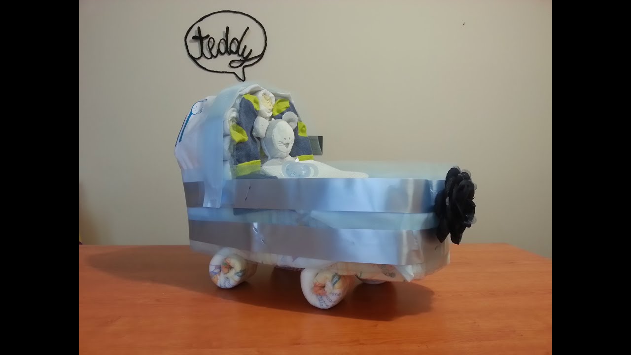 TUTORIAL: TORTA DI PANNOLINI a forma di CARROZZINA (Baby Carriage Diapers Cake)