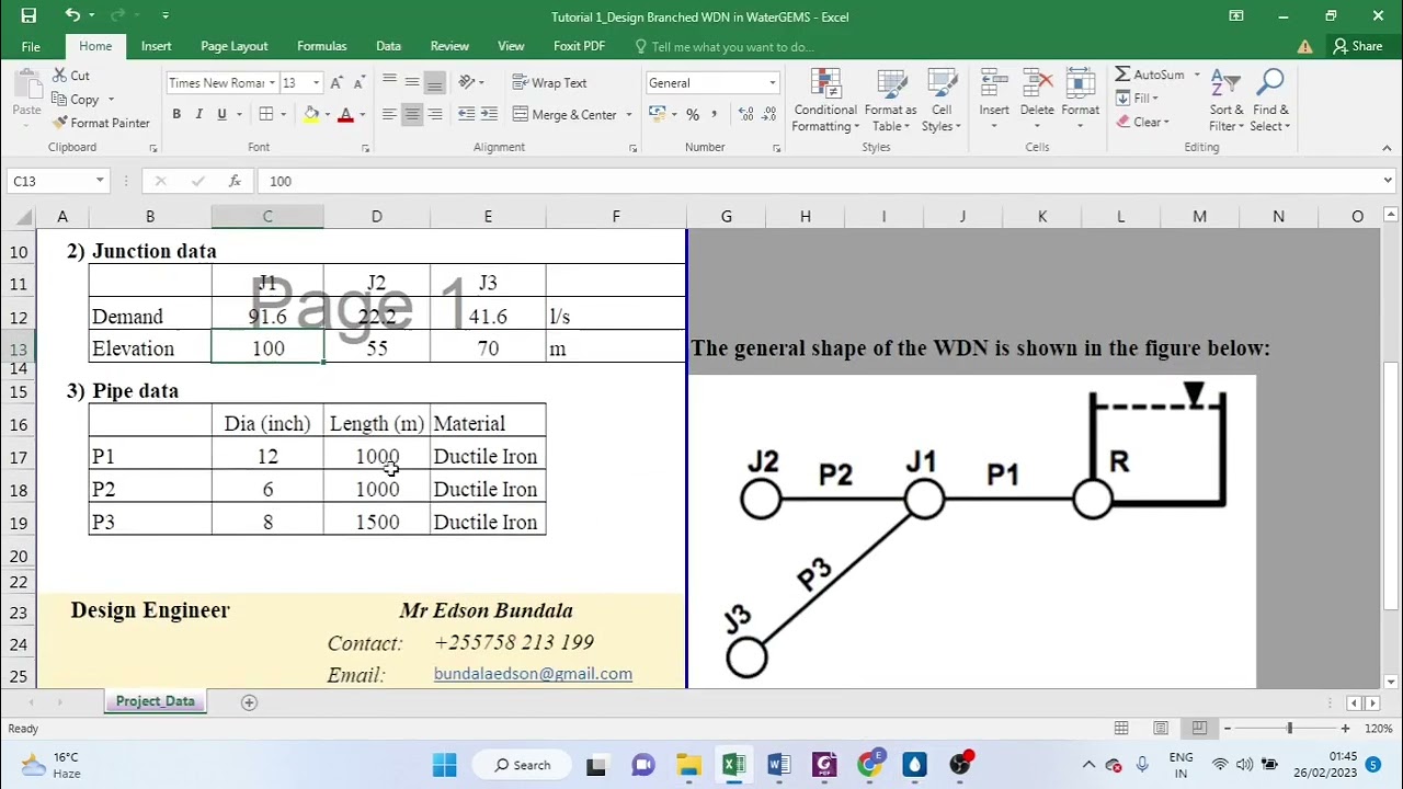WaterGEMS - Learn to perform Steady State Analysis of Branched Water Distribution Network
