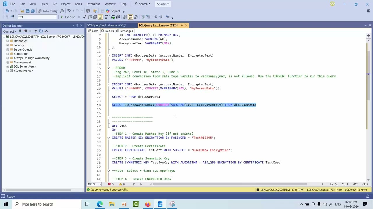 Объяснение проблем миграции с использованием шифрования в MS SQL Server | Демонстрация сравнения ...