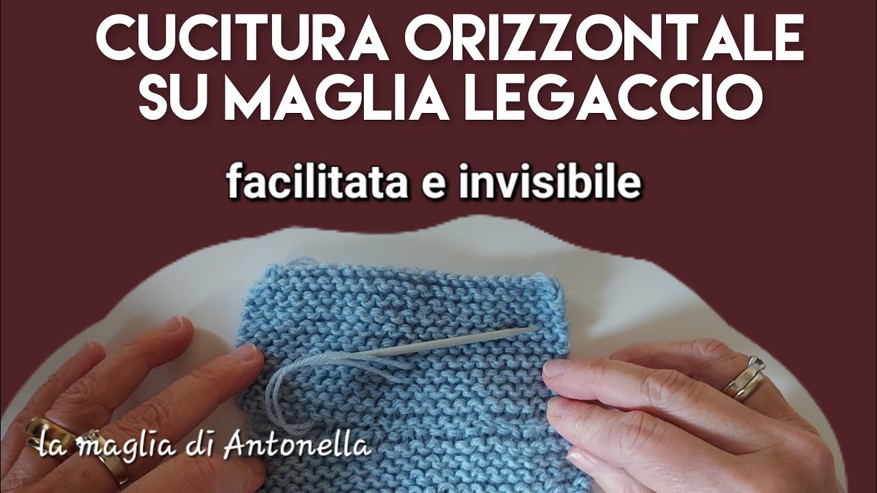 cucitura invisibile con l'ago su maglia legaccio orizzontale