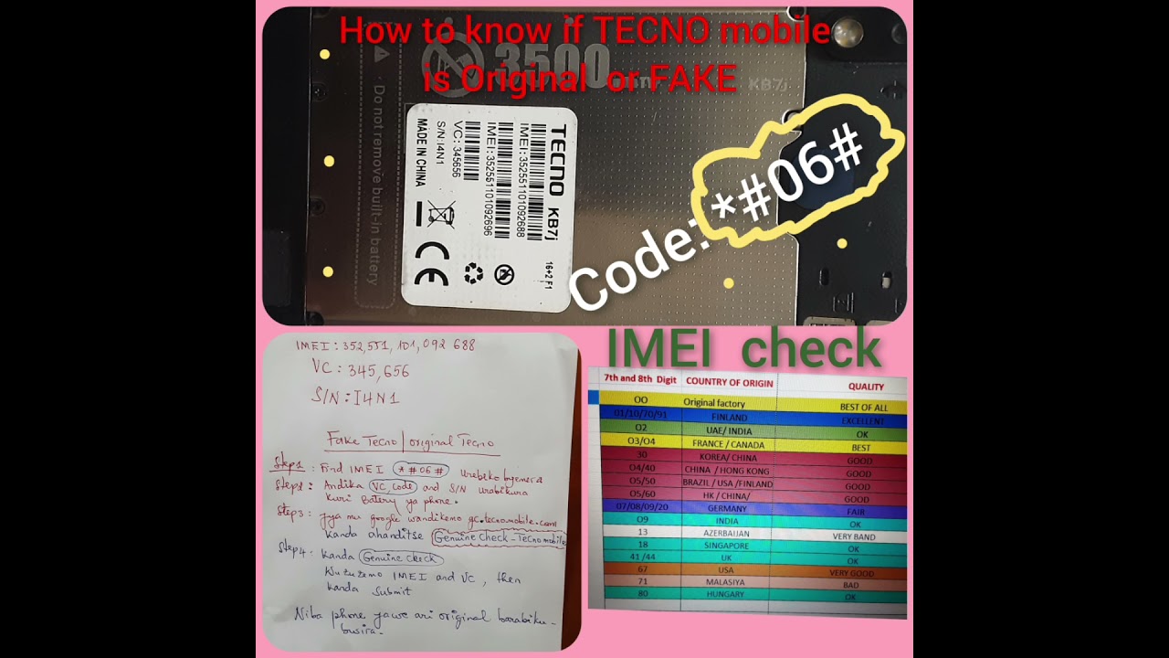 Fake TECNOPhone or original . Check before buying using Codes /#006#, ..