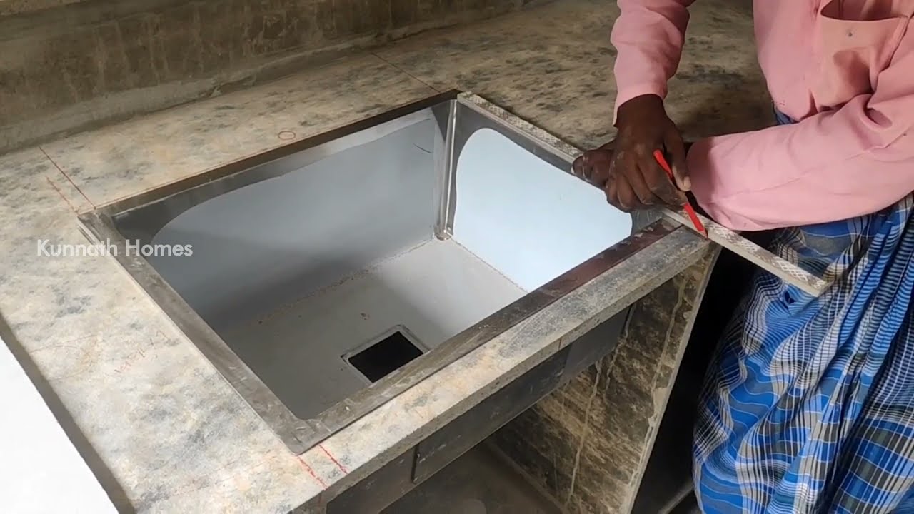 Modern Kitchen Set-up | Kitchen Sink Fixing with Nano White Granite Indian Technology