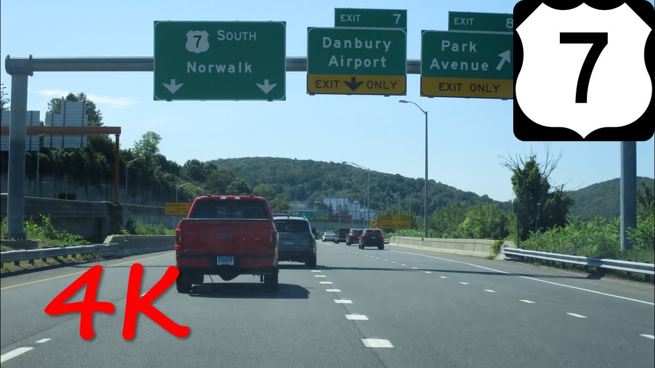 ⁴ᴷ US Route 7 (Norwalk, CT to Danbury, CT) southbound [4K VIDEO]
