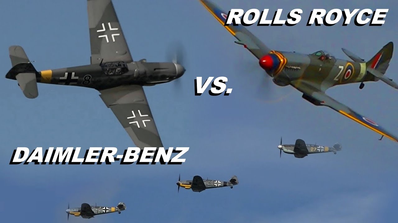 3x MESSERSCHMITT Bf-109 vs. SPITFIRE | Hangar 10 Fly In 2018
