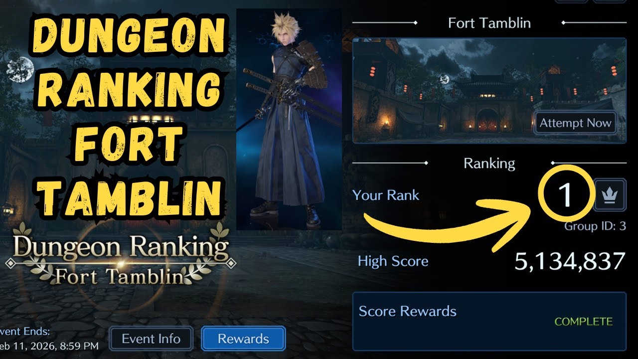Dungeon Ranking: Fort Tamblin 5.134M with Murasame Cloud! - FF7 Ever Crisis