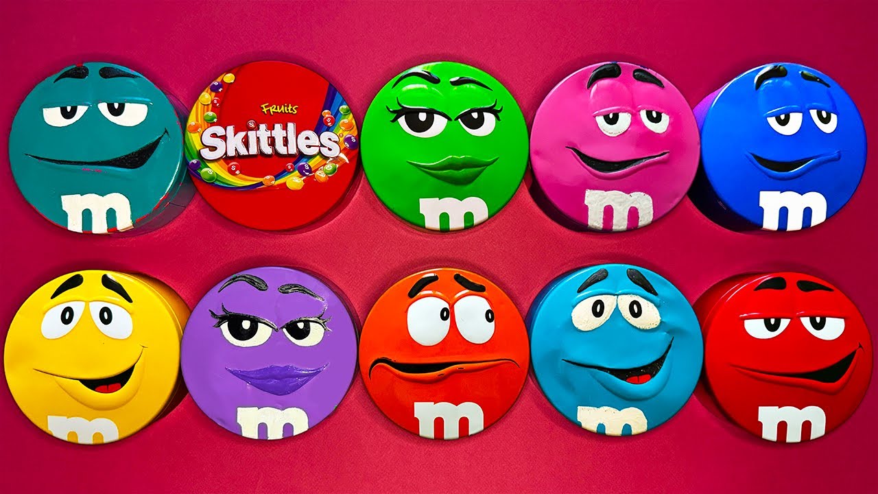 Satisfying Video | Relaxing Unpacking Mystery Tins with GIANT Skittles and Tasty M&M'S Candy ASMR