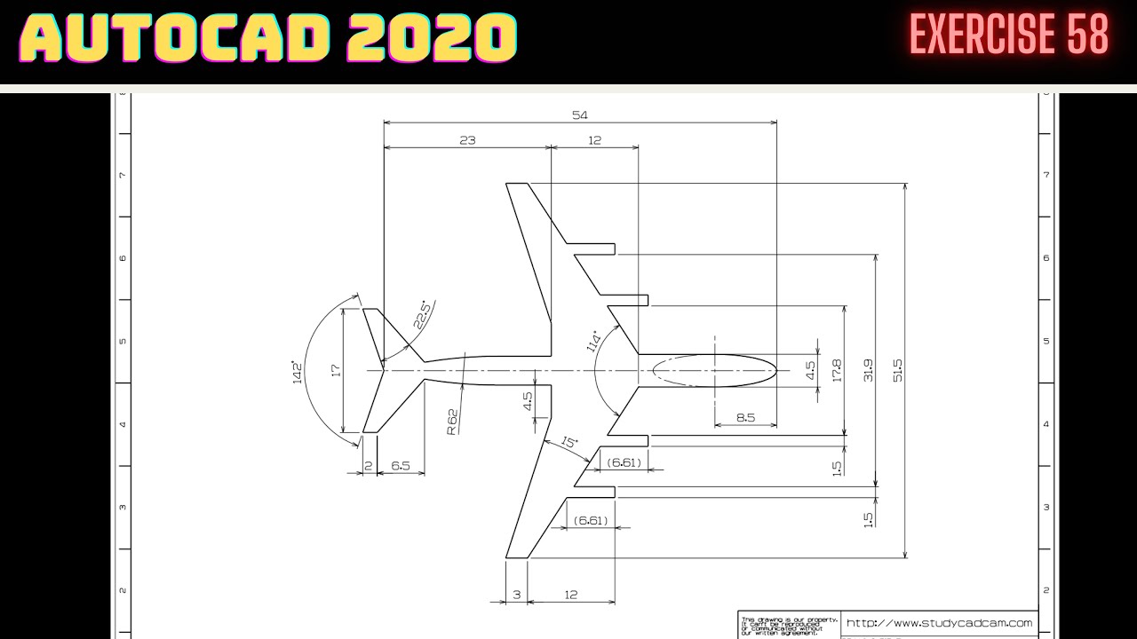 Autocad Uçak Çizimi | Autocad Airplane Drawing | Autocad Dibujo de  Avión | Autocad Exercise 58