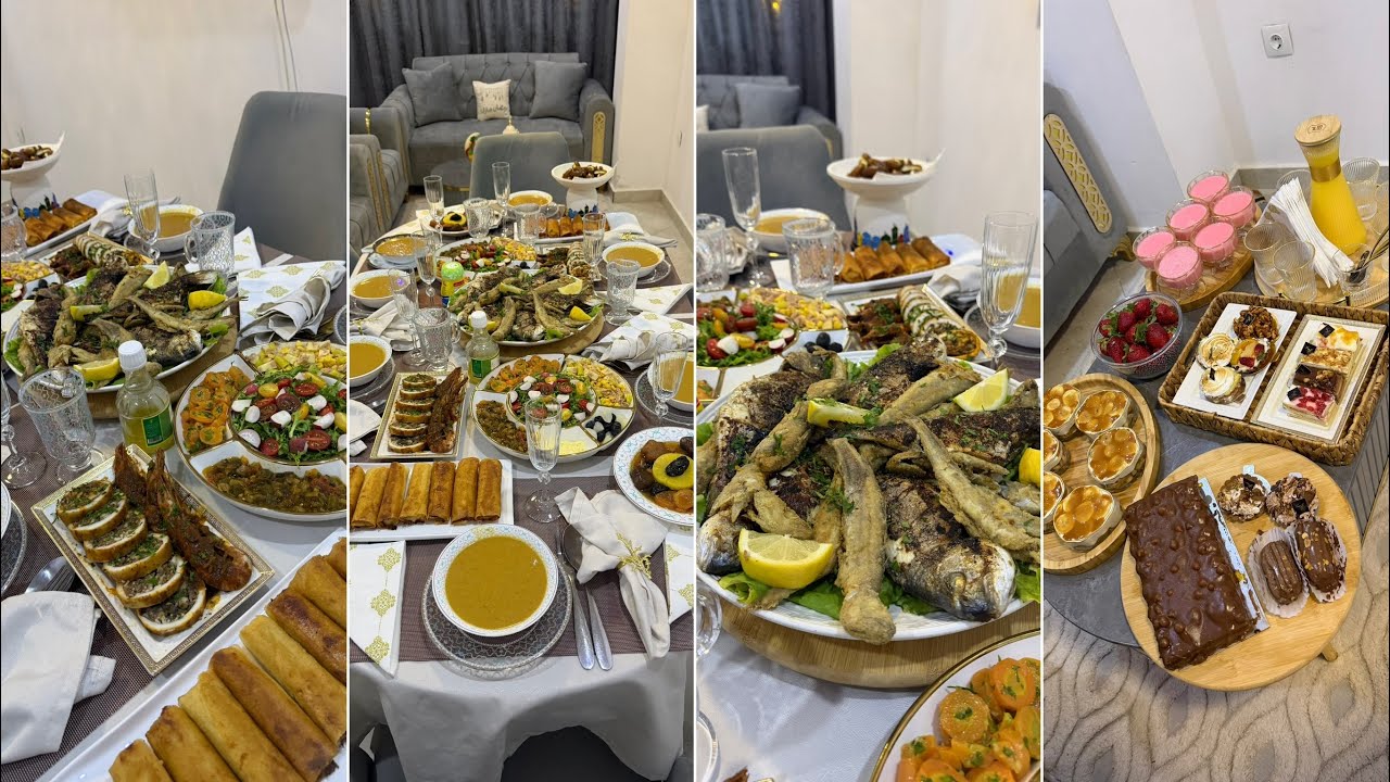 عرضة لعائلة زوجي في رمضان 🌙 طاولة بحرية من تحت يدي صورتلكم كلشي 😍 تحلية الموز و الكرامال الشهيرة