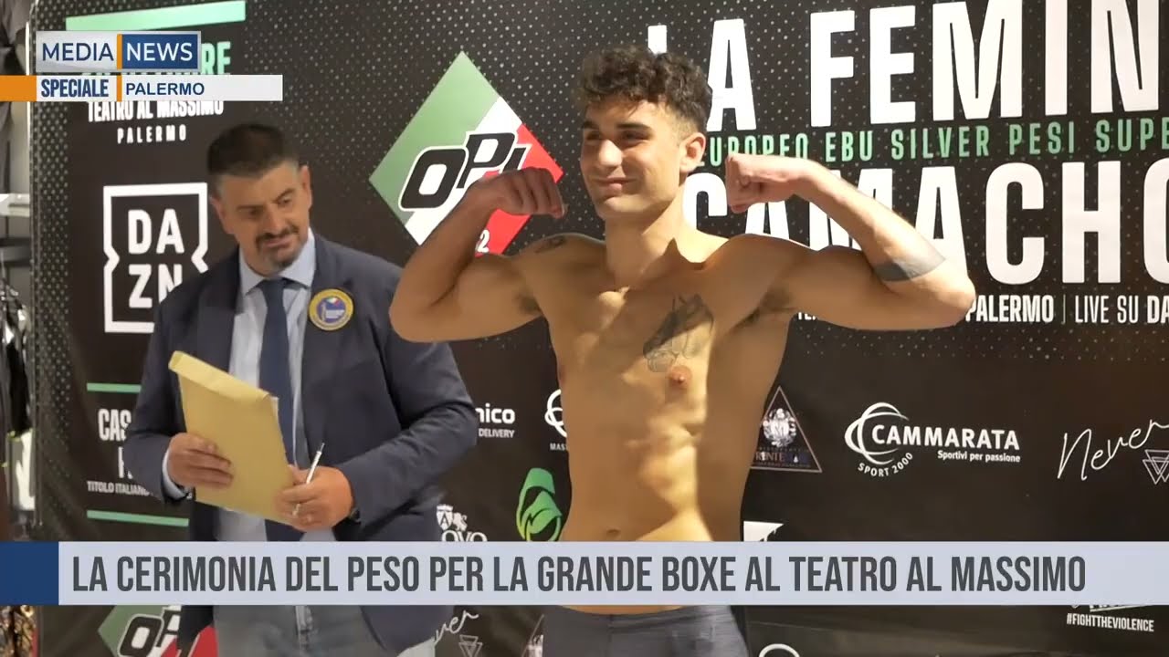 Palermo. La cerimonia del peso per la grande boxe al teatro Al Massimo