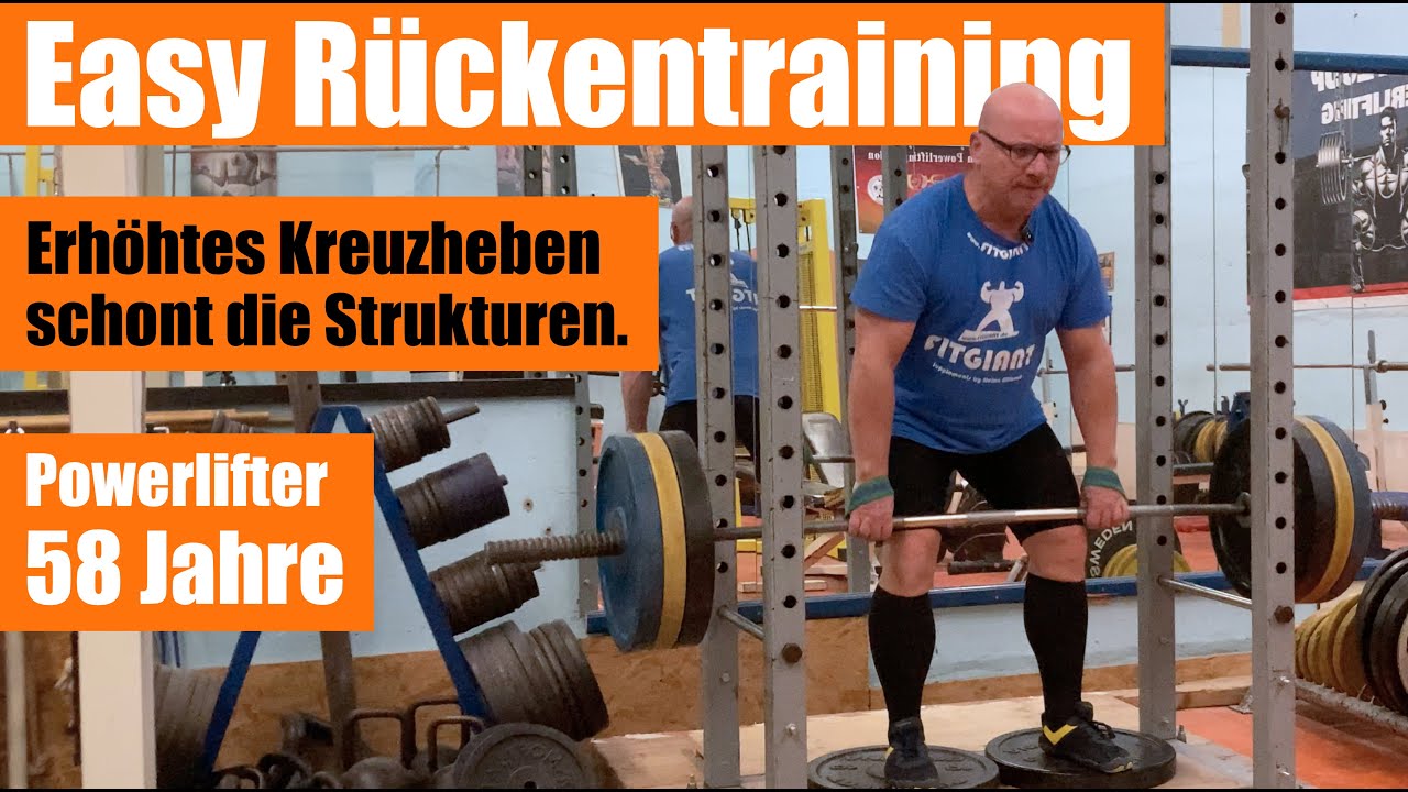 Easy Rückentraining mit erhöhtem Kreuzheben, das kann jeder nachmachen - Powerlifter 58 Jahre