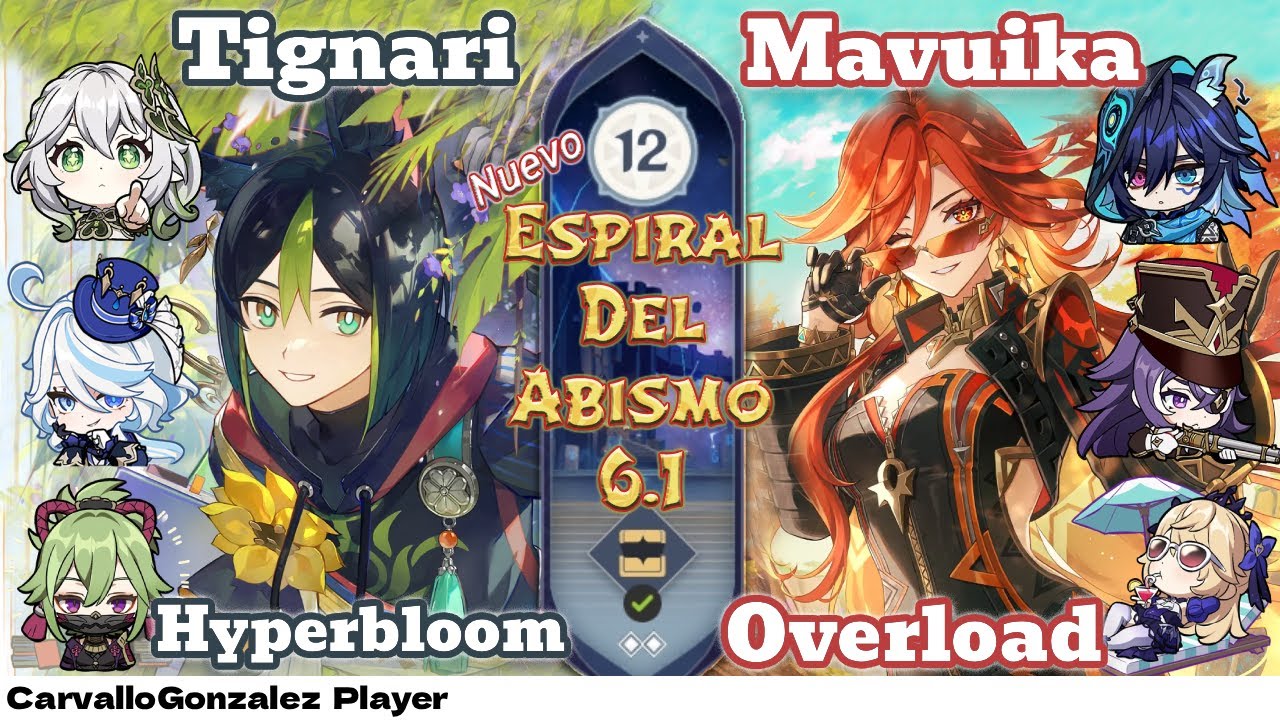 Abismo 6.1 Piso 12, Tignari C1 Hyperbloom y Mavuika C0 Overload | #abismo12 #abyss12 #genshinimpact