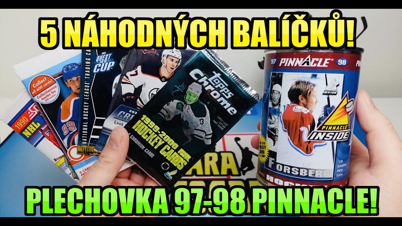 Plechovka 97-98 PINNACLE INSIDE CAN! A 5 NÁHODNÝCH BALÍČKŮ hokejových kartiček! Hokej karty NHL!