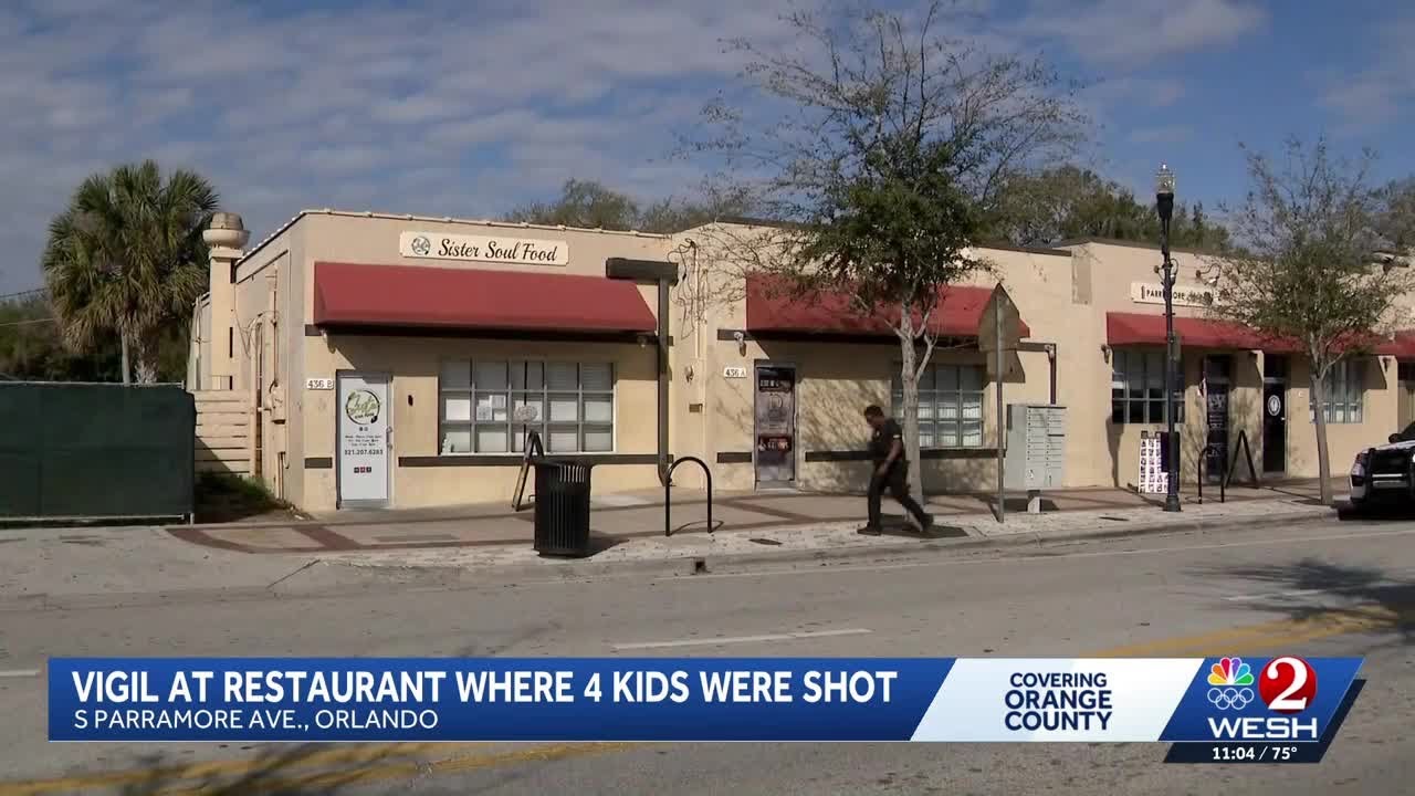 Vigil held outside Orlando restaurant where 4 juveniles were shot